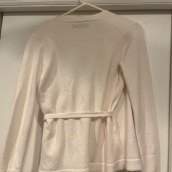 LOFT Cream V-Neck Wrap Sweater - Picture 2 of 3